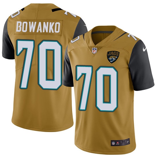 Men's Limited Luke Bowanko Nike Jersey Gold - #70 Rush NFL Jacksonville Jaguars